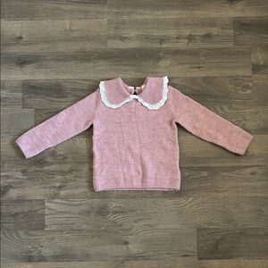 H&M Pink Sweater with Lace Collar